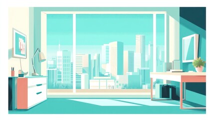 Naklejka premium City View Interior Office Space