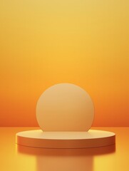 Geometric shapes with a warm gradient background.