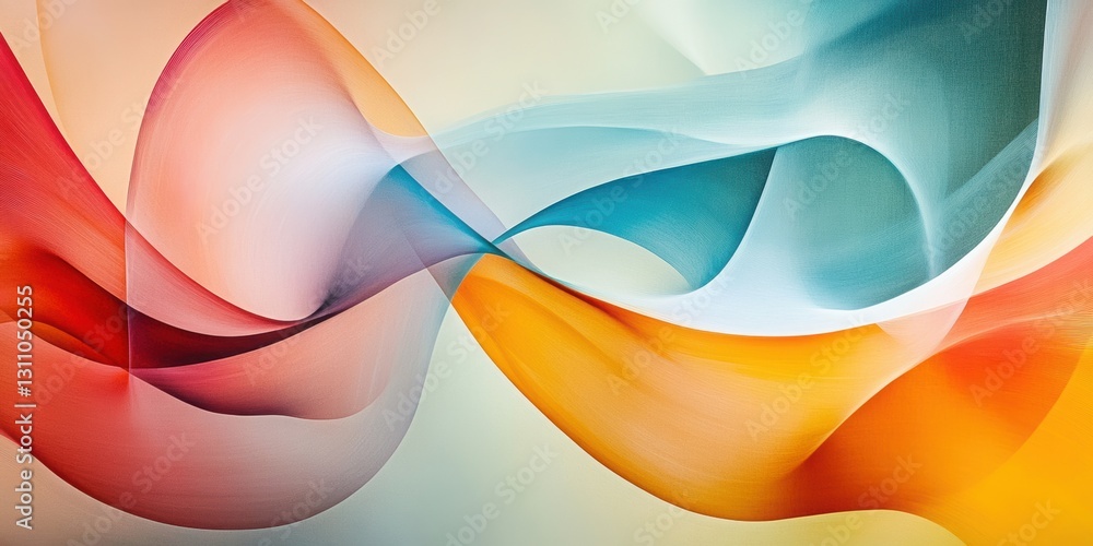 Poster abstract waves of color: a fluid and dynamic composition of swirling ribbons in a spectrum of vibran
