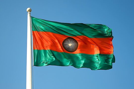 Malawi flag waving outdoors, clear sky