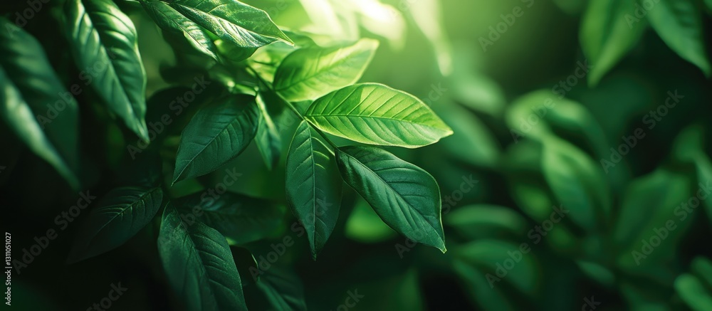 Leinwandbilder vivid green leaf background with varying shades and soft light effects creating a lush, textured vis