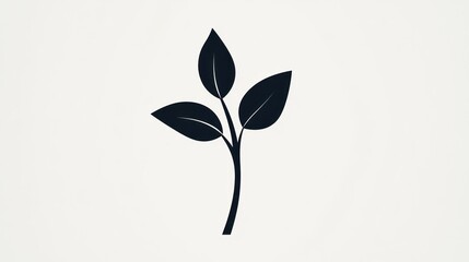 Simple plant sprout, leaves, growth, nature, white background, logo design