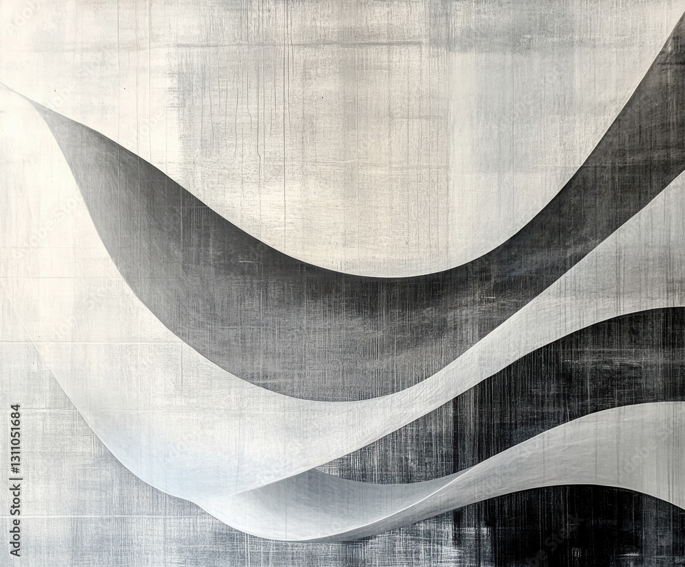 Poster artful flow: an abstract artwork with flowing lines and subtle gradients in grayscale palette, creat
