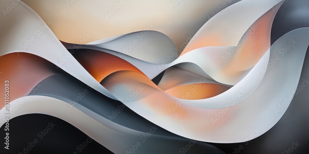 Poster abstract serenity: a mesmerizing artistic composition featuring flowing, undulating forms in a palet