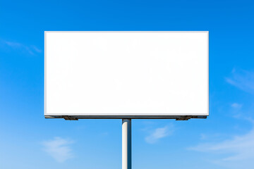 Obraz premium A blank billboard with no text or images, set against the clear blue sky for advertising copy space mockup. White banner on an empty outdoor sign.