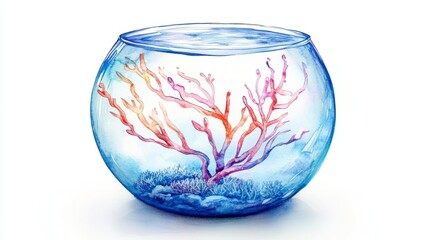 Generic Watercolor Fishbowl Perspective Pastel Coral