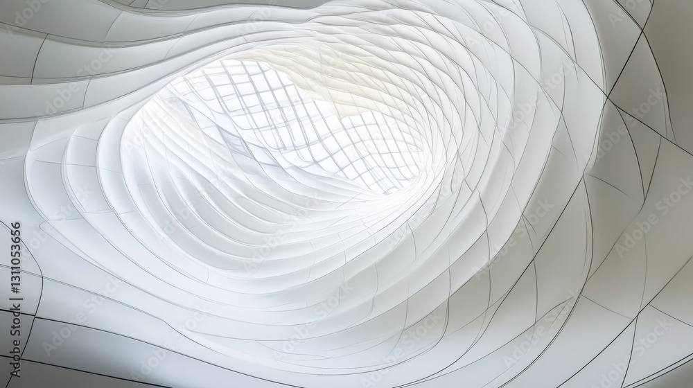 Poster futuristic architecture: an abstract and modern ceiling design features flowing, organic shapes and 