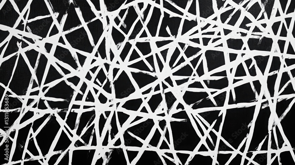 Poster abstract web of lines: a striking abstract composition with a complex network of white lines against