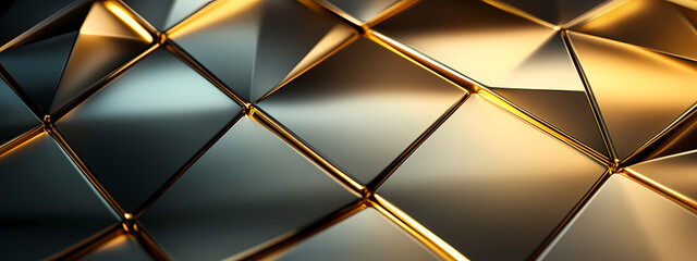 Luxurious Golden Geometric Pattern with Reflections
