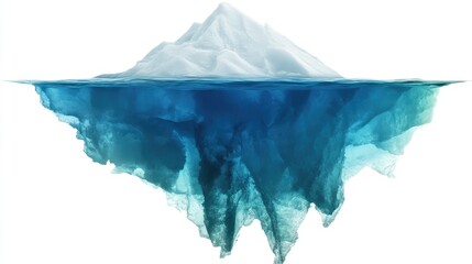 Obraz premium Polar ice melting into clear water, the effects of global warming becoming evident in the environment, white backdrop.