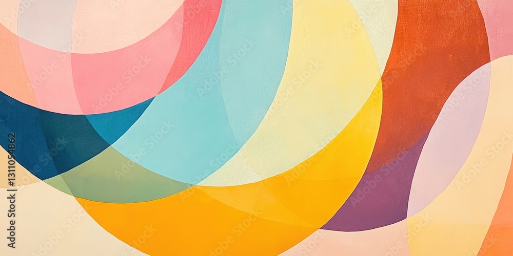 Poster abstract harmony: a captivating abstract artwork features overlapping colorful curves and shapes, cr