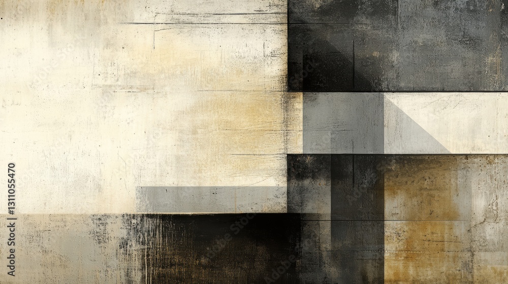 Poster abstract composition: a study in architectural abstraction, with contrasting tones and textured plan