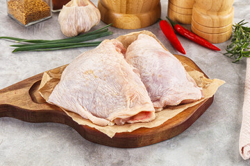Raw chicken thigh for cooking