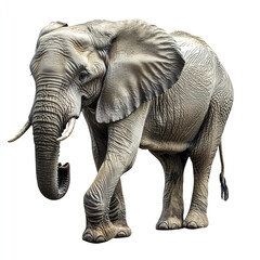 Elephant isolated on white background, showcasing its textured skin