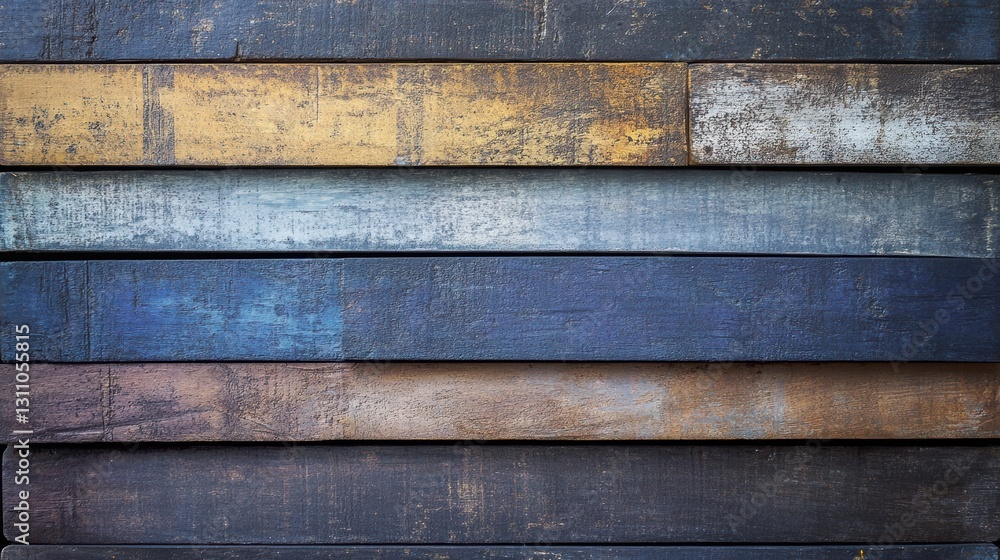 Aufkleber rustic wood panel: a close-up captures the weathered beauty of a rustic wooden panel, with horizonta