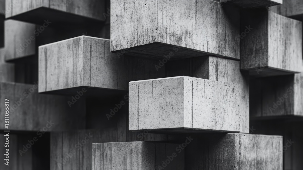 Aufkleber abstract concrete blocks: a modern and abstract architectural composition of interlocking concrete b