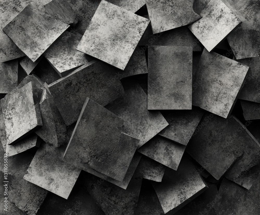 Aufkleber stacked cubes abstract: a striking arrangement of overlapping gray cubes creating an abstract, textu