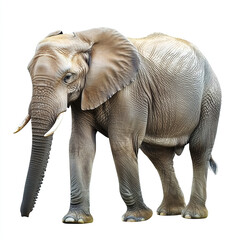 Fototapeta premium Elephant standing on white background, showcasing its textured skin