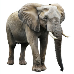 Fototapeta premium Elephant isolated on white background, showcasing its majestic presence