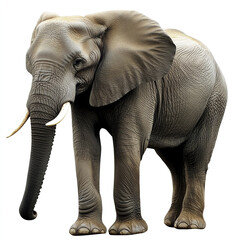 Fototapeta premium Elephant isolated on white background, showcasing its majestic presence