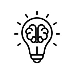 Fototapeta premium Minimalist Light Bulb with Brain Icon for Intelligence, Creativity, and Problem-Solving