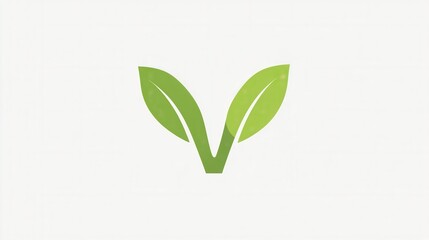 Clean green vegetarian food logo featuring a stylized V and integrated leaf design promoting a healthy lifestyle
