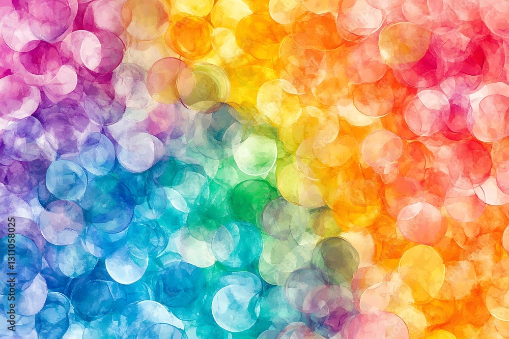 Poster vibrant spectrum of translucent circles overlapping to create an artwork