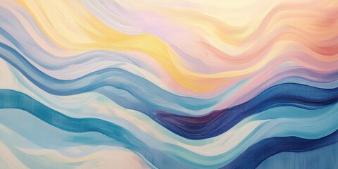 Obraz premium Flowing Hues: Abstract watercolor art with gentle waves in soothing colors, evoking a sense of peace and tranquility. 