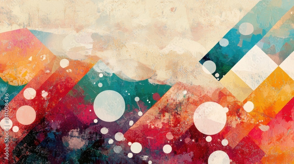 Poster colorful abstract mountainscape: vibrant geometric shapes and textures create an abstract representa