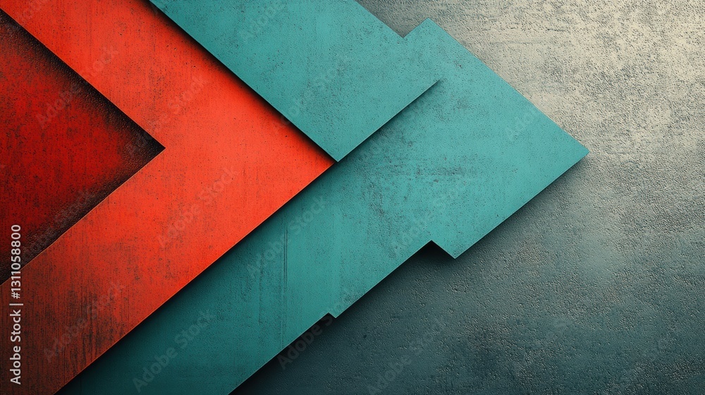 Poster abstract red and teal layers: a dynamic interplay of red and teal geometric shapes creates a visuall