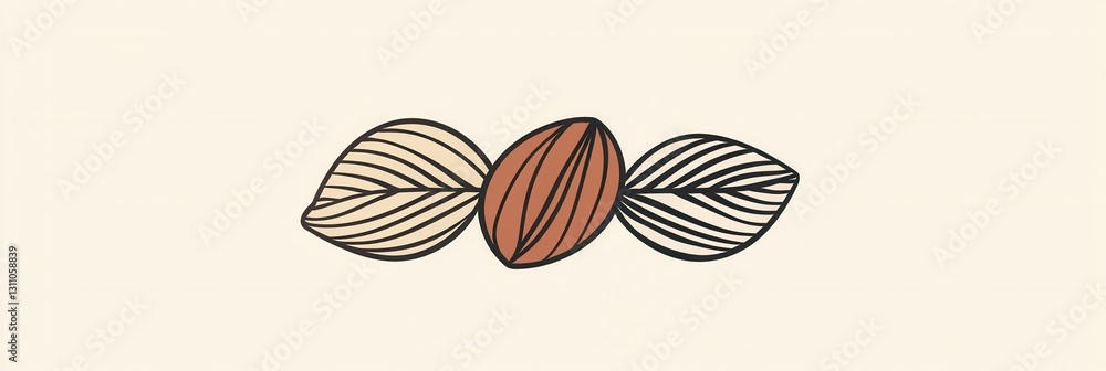 Aufkleber minimalist nut logo featuring almond and walnut in modern abstract line art style with elegant simpl