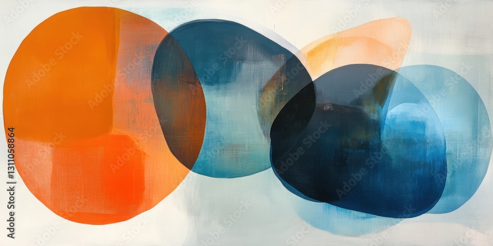 Aufkleber abstract art forms: overlapping geometric shapes with blended hues in a dynamic composition, the art
