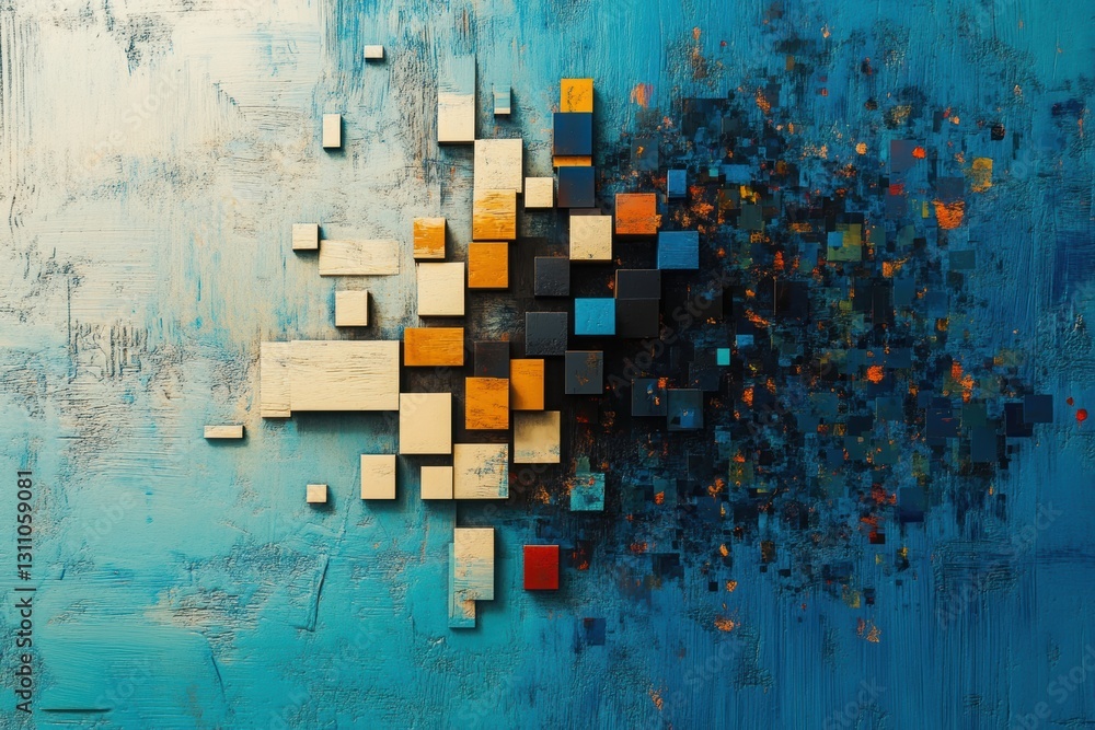 Poster geometric dispersion: an abstract composition explodes with dynamic energy, showcasing a collection 