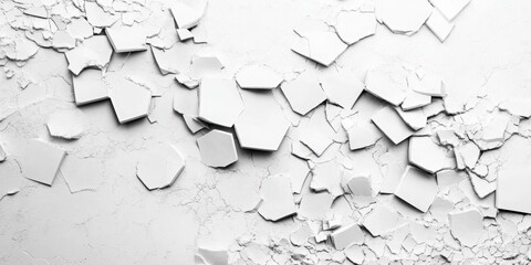 Fototapeta premium Abstract Debris: Geometric and abstract shapes in a monochromatic arrangement, create a modern and artistic design with cracked textured appearance.
