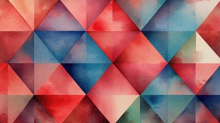 Fototapeta premium Abstract Watercolor Diamond Pattern: A captivating, artistic composition featuring an array of multicolored diamond shapes, meticulously arranged in a repeating pattern.