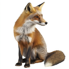 Obraz premium fox sits gracefully on white background