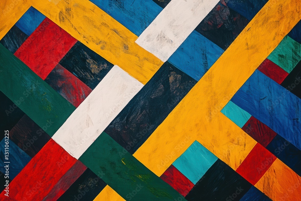 Poster vibrant interwoven lines: an abstract composition featuring a dynamic interplay of colorful, texture