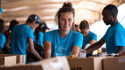 Diverse Team of Volunteers Engaged in Community Service Activity