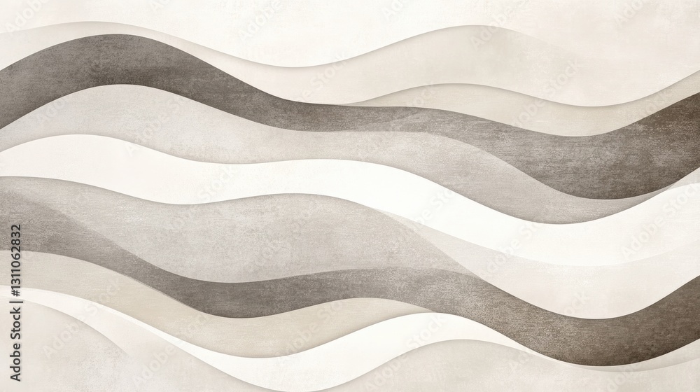 Poster abstract wave composition: a minimalist abstract design featuring undulating waves in various shades