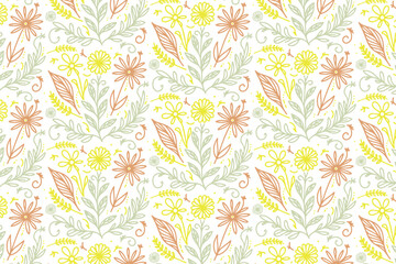 unique hand drawn floral doodle for decorative fabric print wrapping and home textiles
