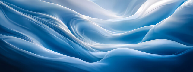 Fototapeta premium Ethereal Silk-Like Digital Flow in Blue Hues