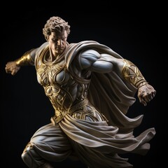 Hyper-realistic Photography of a Golden Statue Reflecting Light
