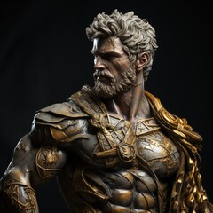 Obraz premium Hyper-realistic Photography of a Golden Statue Reflecting Light