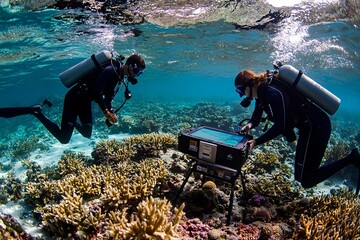 Volunteers utilize advanced technology and marine gear to map coral reefs and gather data for the conservation of marine ecosystems.