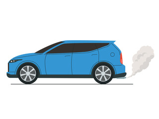 Smoke coming from car exhaust into air. Exhaust gas. car emission, smog