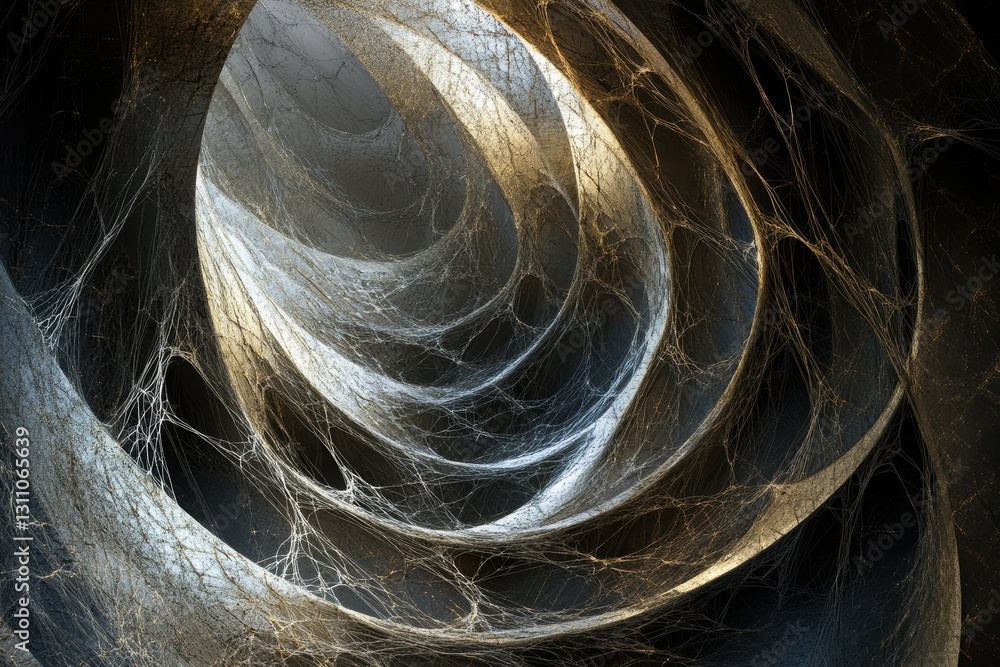 Poster hypnotic spiral: a captivating display of swirling lines and textures creating an abstract spiral, w
