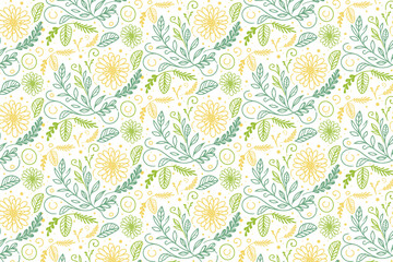 Obraz premium unique seamless floral doodle for textile design wrapping paper and home decor styling 