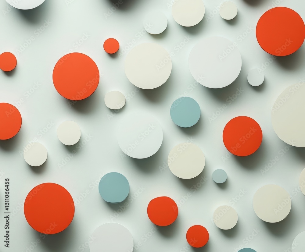 Poster abstract colorful circles: a visually captivating arrangement of red, off-white, and teal circles in