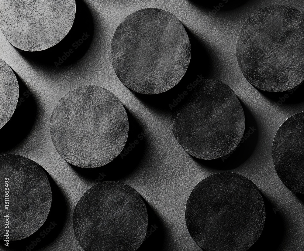 Poster abstract circles pattern in shades of grey: an artistic black and white image features an array of c