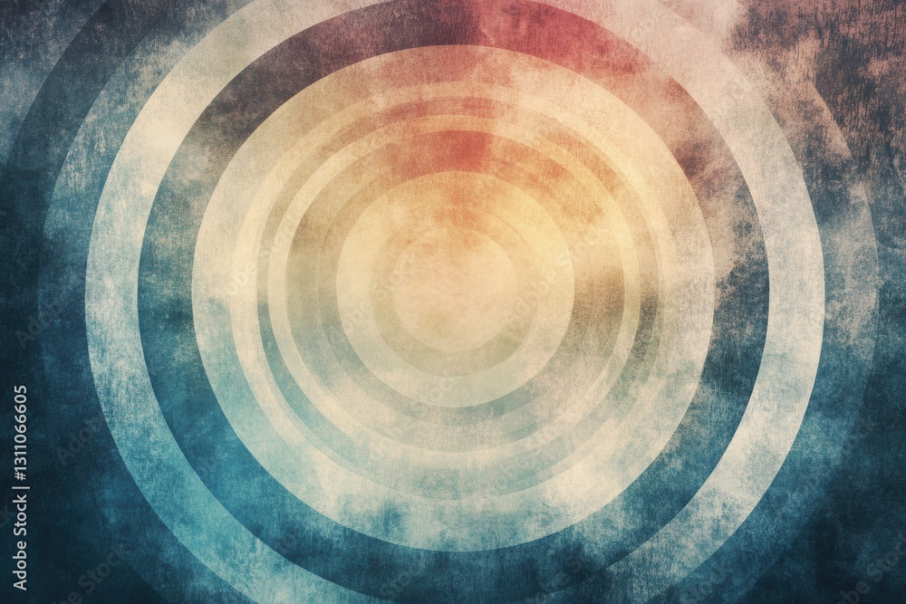 Poster abstract rings: a captivating abstract image showcases concentric rings in a grunge texture, rendere